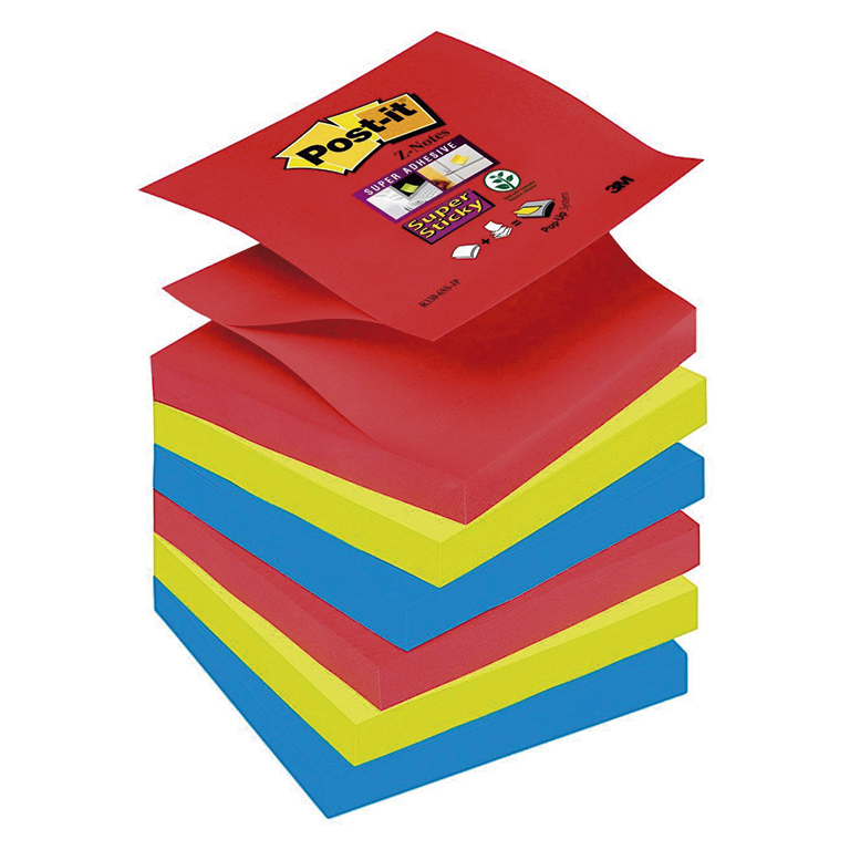 BLOC NOTAS ADHESIVAS QUITA Y PON Z-NOTES POST-IT 76MMX 76MM BORA BORA 540 HOJAS