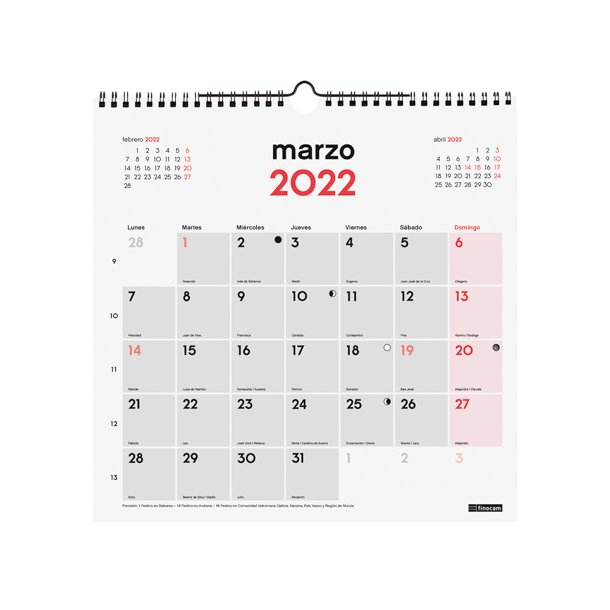 CALENDARIO NEUTRO DE PARED PARA ESCRIBIR 2022