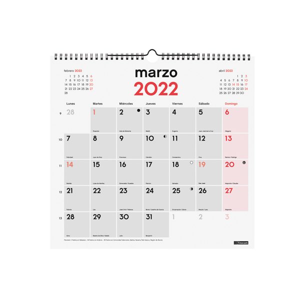 CALENDARIO NEUTRO DE PARED PARA ESCRIBIR 2022
