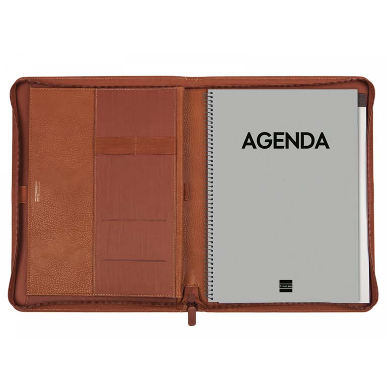 PORTADOCUMENTOS CON AGENDA 2022 CREMALLERA FOCUS MARRON