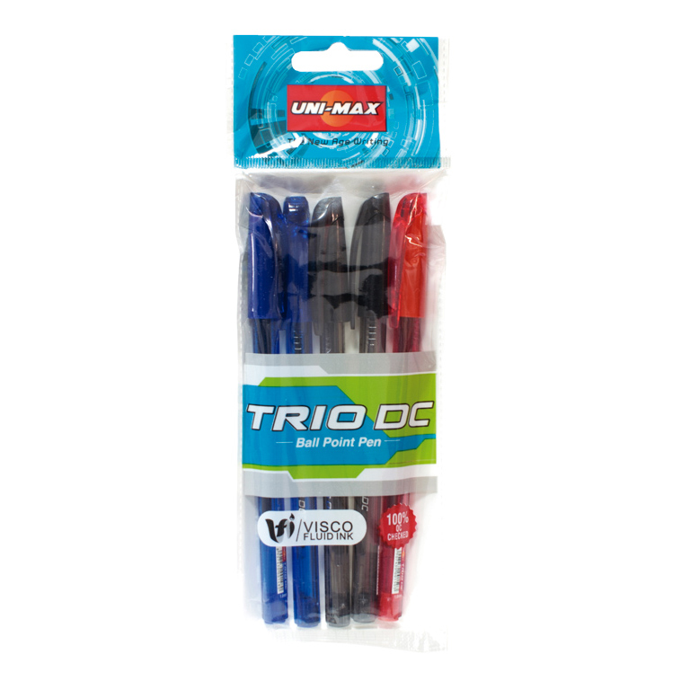 BOLÍGRAFO CAPUCHON PLUS TRIO UNIMAX BLÍSTER 5 UNIDADES COLORES SURTIDOS