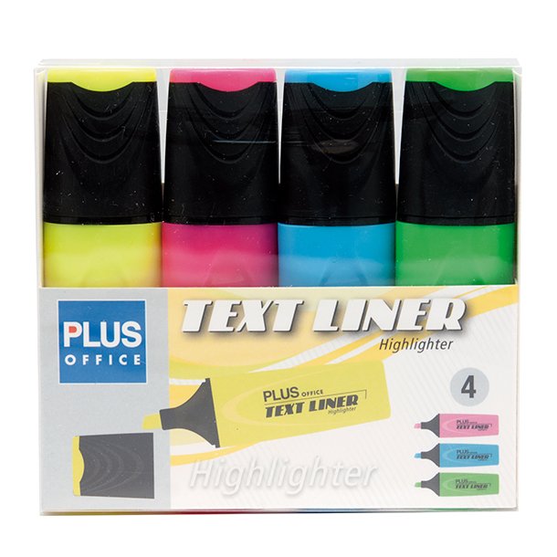 ROTULADOR MARCADOR FLUORESCENTE PLUS OFFICE TEXT LINER BLÍSTER 4 COLORES FLUOR