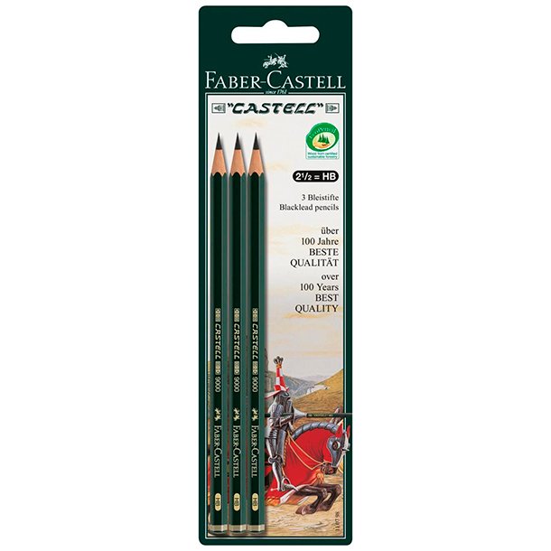 LAPICERO DE GRAFITO FABER 9000 HB BLÍSTER 3 UNIDADES