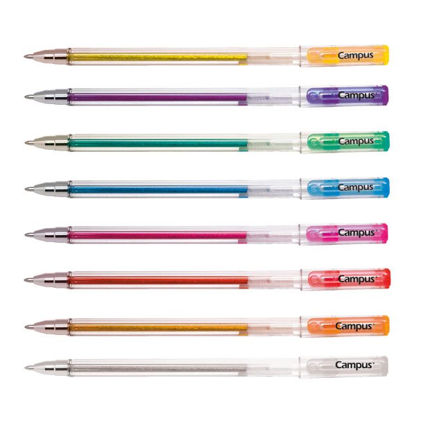 BOLÍGRAFO TINTA GEL CAMPUS CAPUCHON GLITTER PURPURINA COLORES SURTIDOS BOTE 48 UNIDADES