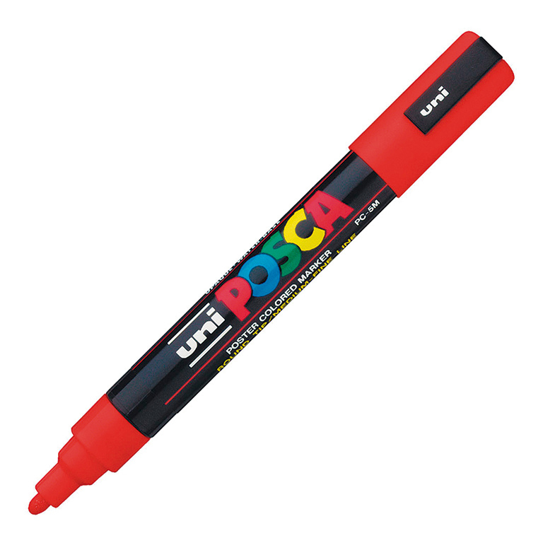 ROTULADOR MARCADOR DE PINTURA NO PERMANENTE UNI POSCA PC5M PUNTA REDONDA COLOR ROJO