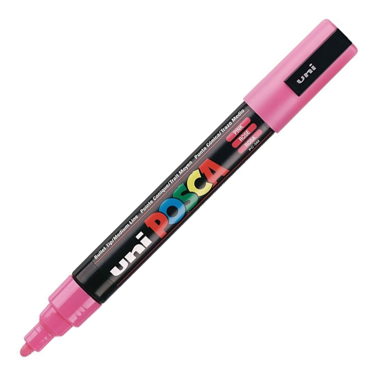 ROTULADOR MARCADOR DE PINTURA NO PERMANENTE UNI POSCA PC5M PUNTA REDONDA COLOR ROSA