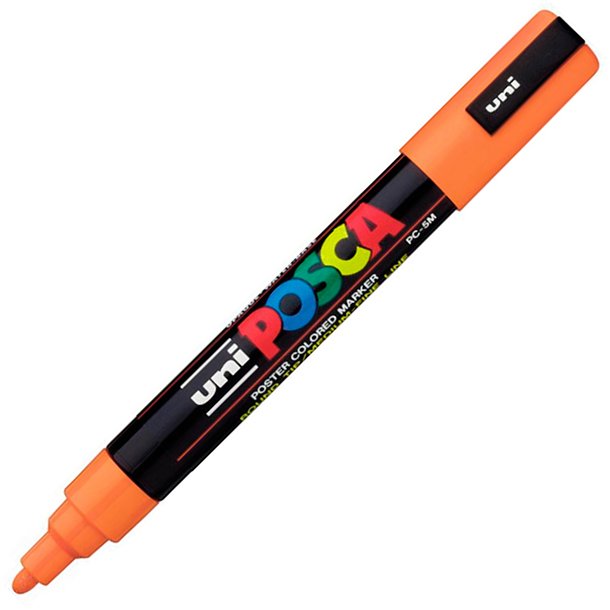 ROTULADOR MARCADOR DE PINTURA NO PERMANENTE UNI POSCA PC5M PUNTA REDONDA COLOR NARANJA