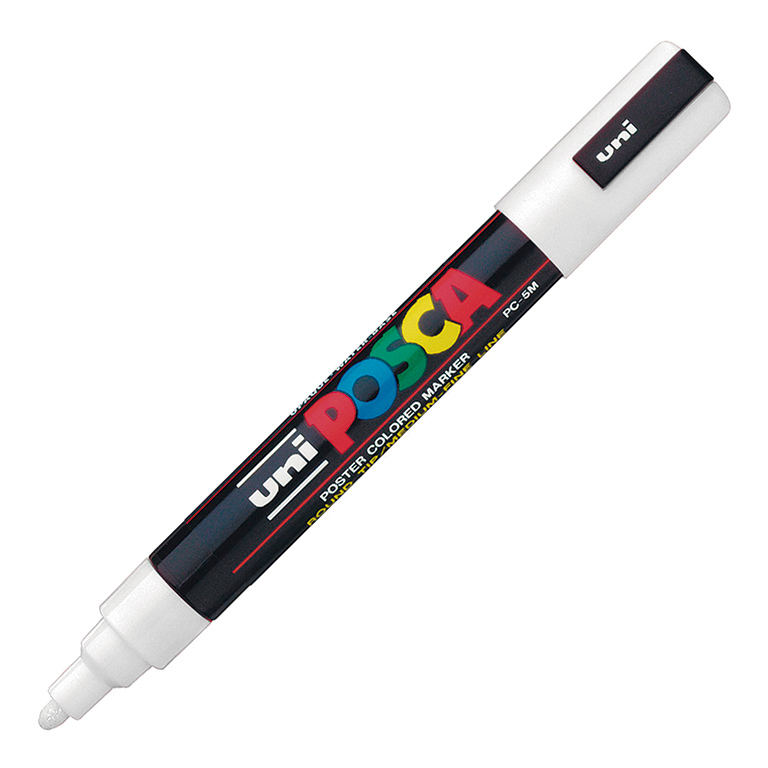 ROTULADOR MARCADOR DE PINTURA NO PERMANENTE UNI POSCA PC5M PUNTA REDONDA COLOR BLANCO