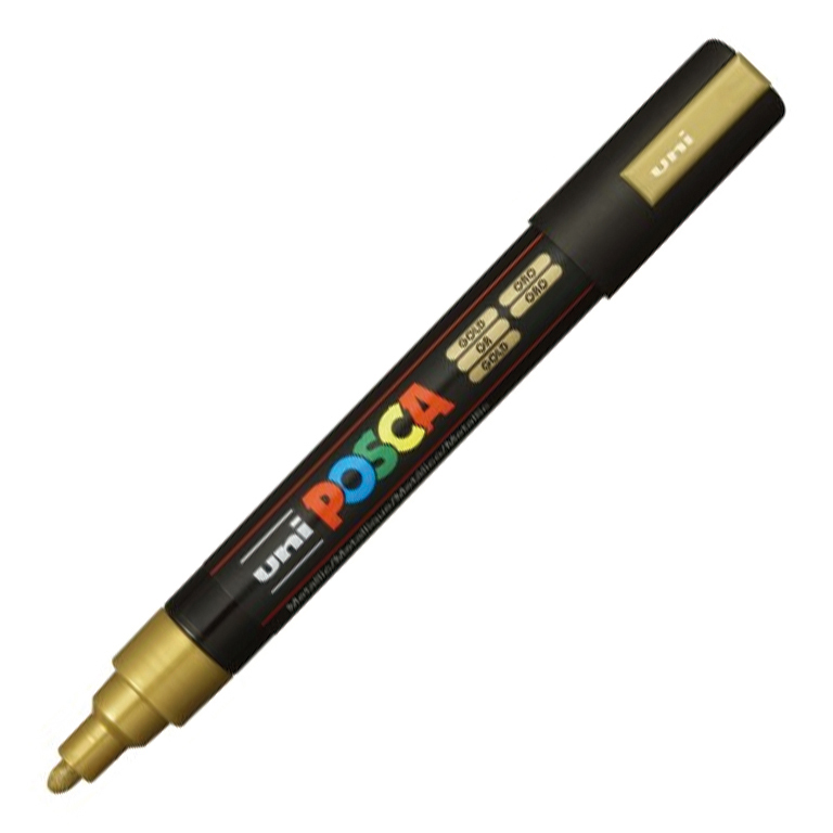 ROTULADOR MARCADOR DE PINTURA NO PERMANENTE UNI POSCA PC5M PUNTA REDONDA COLOR ORO