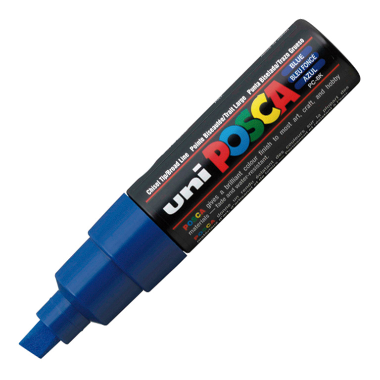 ROTULADOR MARCADOR DE PINTURA NO PERMANENTE UNI POSCA PC8K PUNTA BISELADA COLOR AZUL