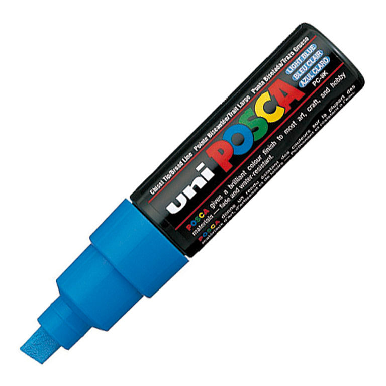 ROTULADOR MARCADOR DE PINTURA NO PERMANENTE UNI POSCA PC8K PUNTA BISELADA COLOR AZUL CLARO