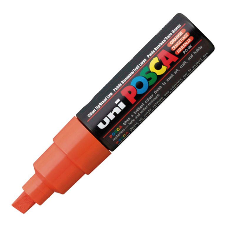 ROTULADOR MARCADOR DE PINTURA NO PERMANENTE UNI POSCA PC8K PUNTA BISELADA COLOR NARANJA
