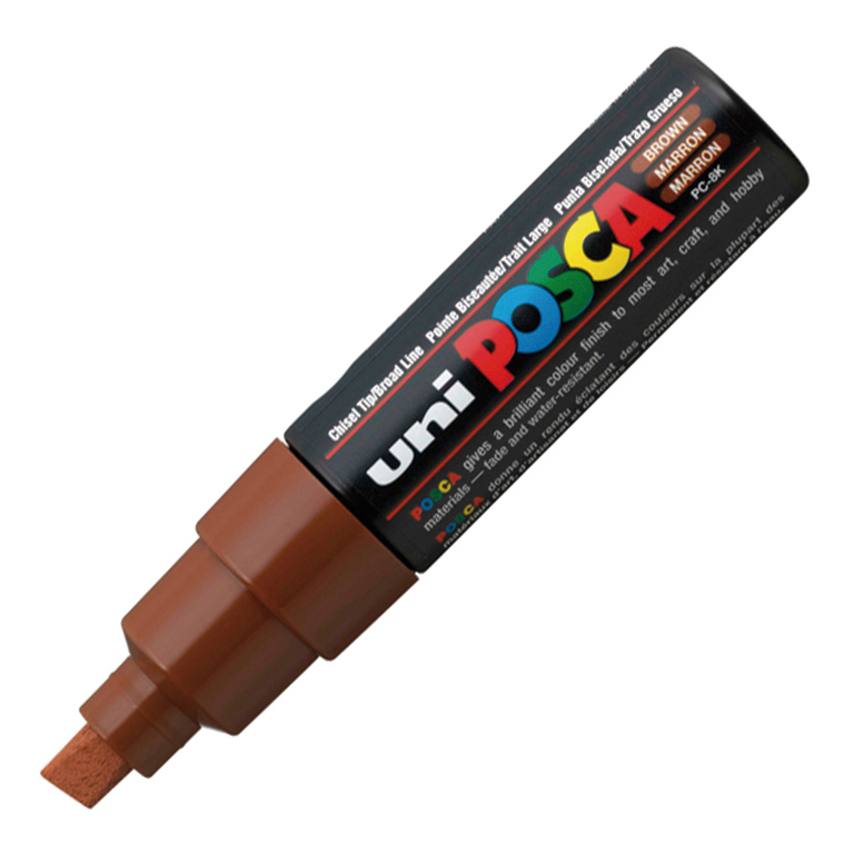 ROTULADOR MARCADOR DE PINTURA NO PERMANENTE UNI POSCA PC8K PUNTA BISELADA COLOR MARRON