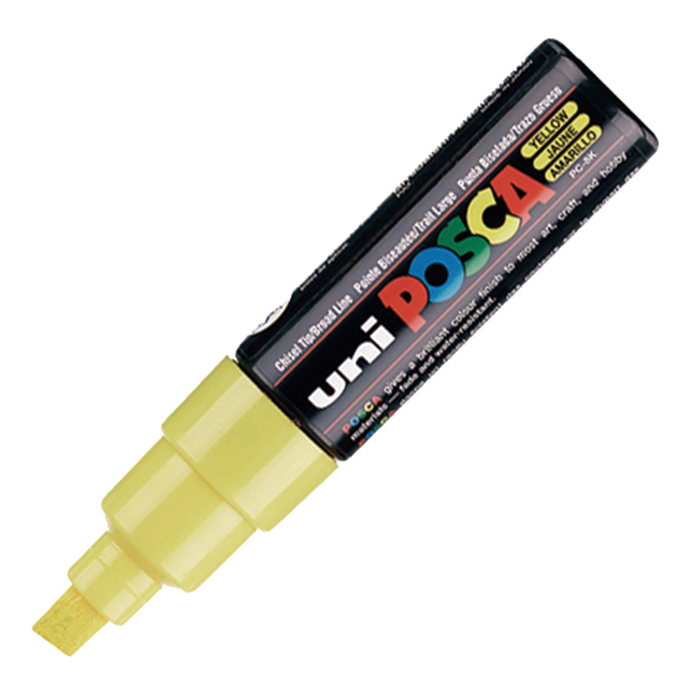 ROTULADOR MARCADOR DE PINTURA NO PERMANENTE UNI POSCA PC8K PUNTA BISELADA COLOR AMARILLO