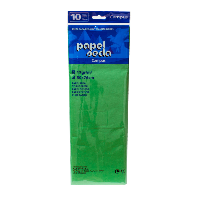 PAPEL DE SEDA CAMPUS COLLEGE 50X76 CM VERDE CLARO BOLSA 10 HOJAS DOBLADAS	