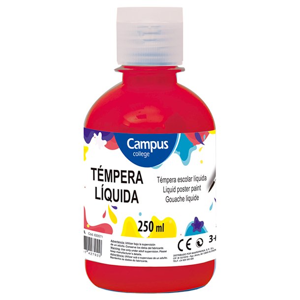 TÉMPERA LIQUIDA CAMPUS COLLEGE BOTE 250ML COLOR ROJO